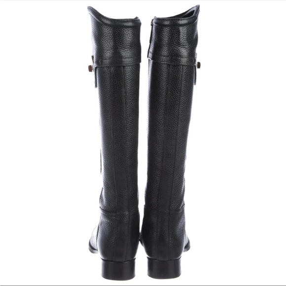 Tory Burch Selma Tall Pebbled Black Leather Riding Boot 8.5 - Picture 3 of 9